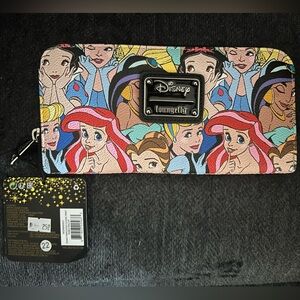 Loungefly Disney Princess Faces Colorful Zip-Around Wallet